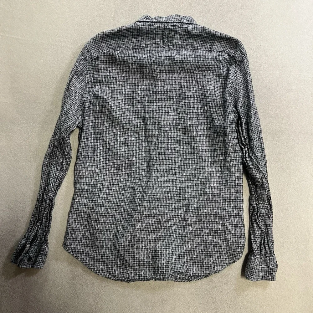 Banana Republic Shirt Mens Large Blue 100% Linen Camden Fit Long Sleeve Coastal